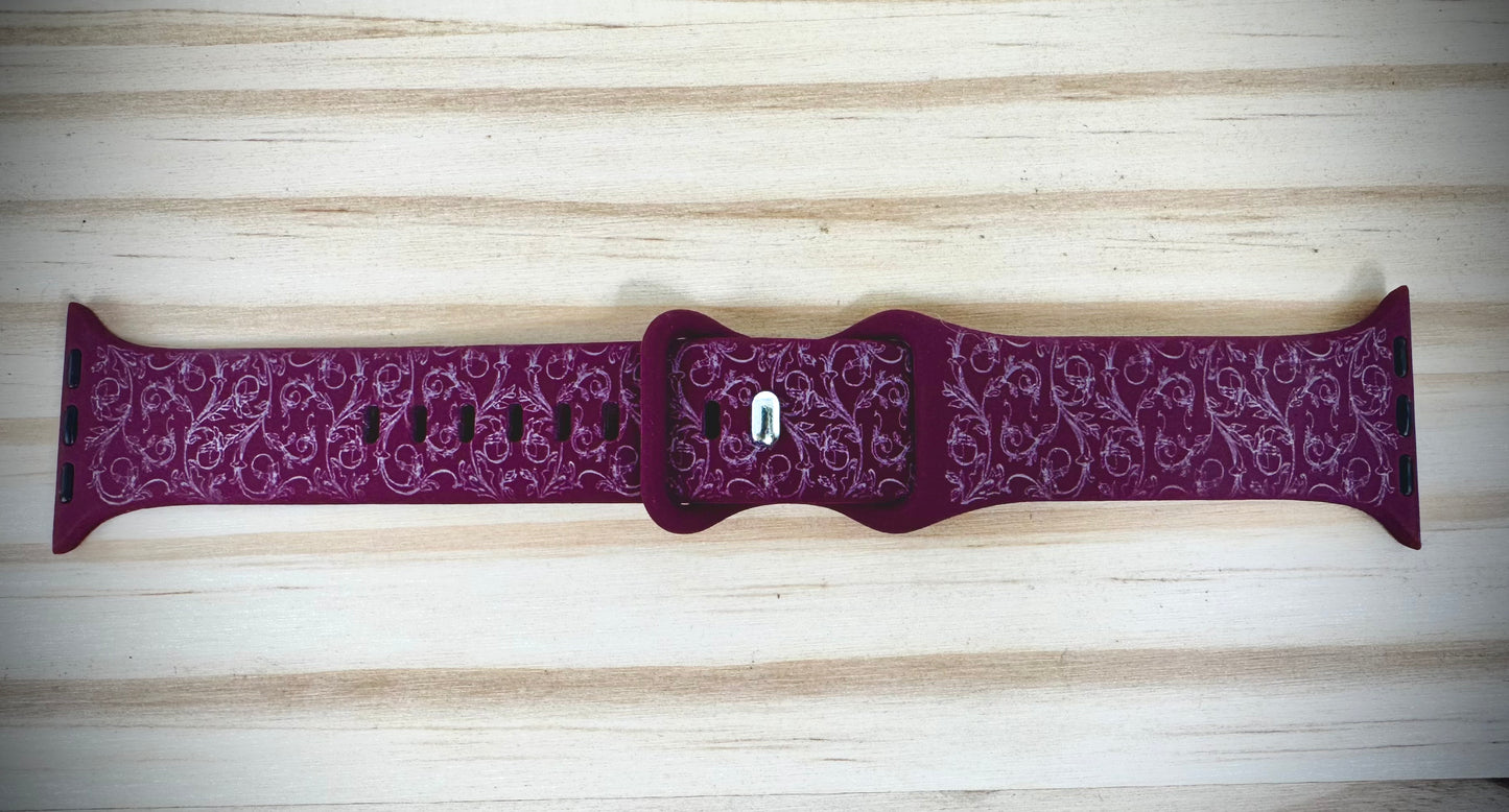 Apple Watch Bands - Floral Scroll Leaves - Fits IWatch Series 1 Thru 10/Ultra/Ultra2/SE