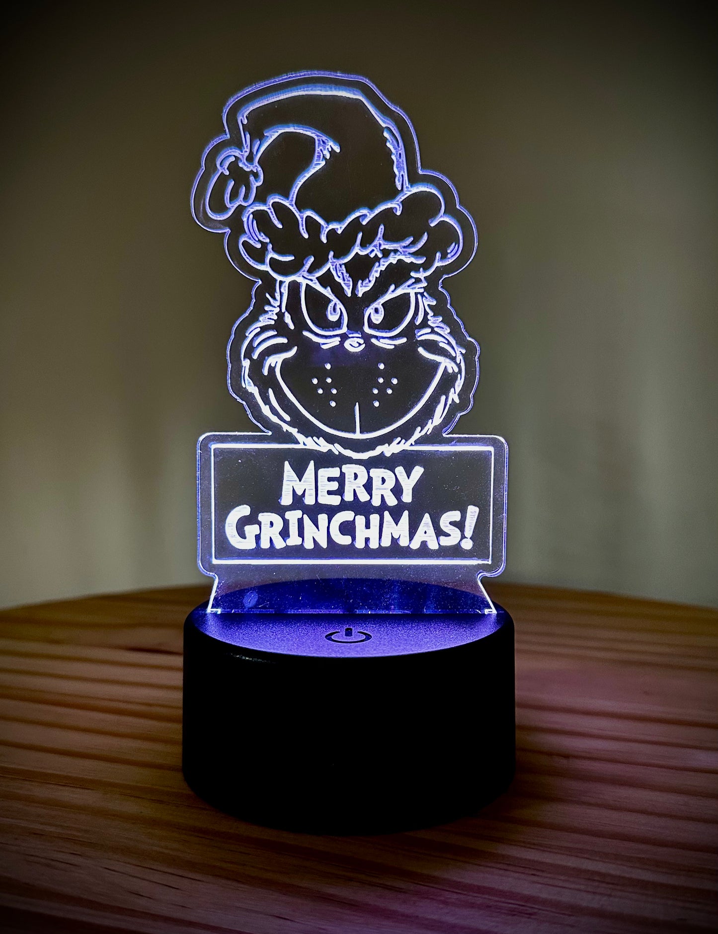 Lighted Acrylic Christmas Lamp - Merry Grinchmas