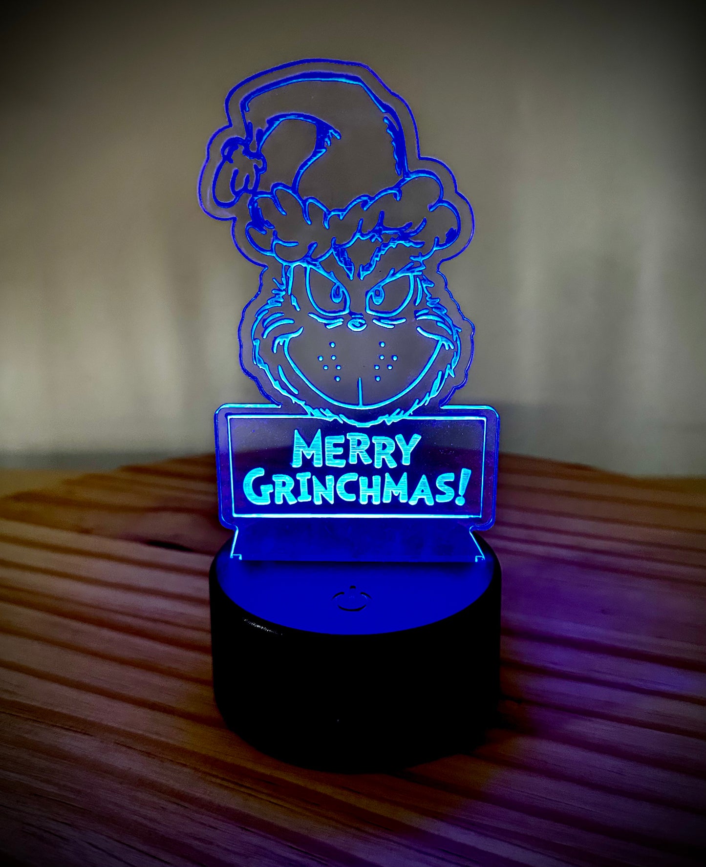 Lighted Acrylic Christmas Lamp - Merry Grinchmas