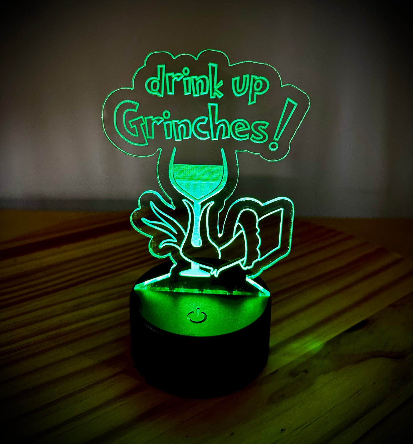 Lighted Acrylic Christmas Lamp - Drink Up Grinches
