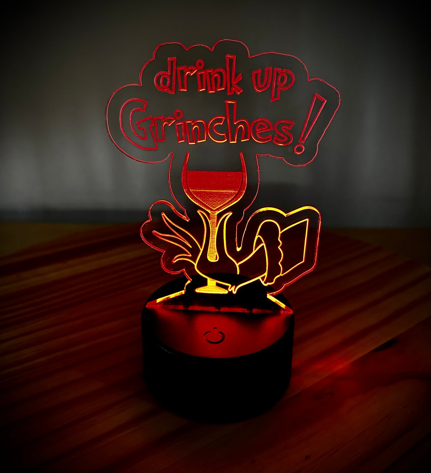 Lighted Acrylic Christmas Lamp - Drink Up Grinches