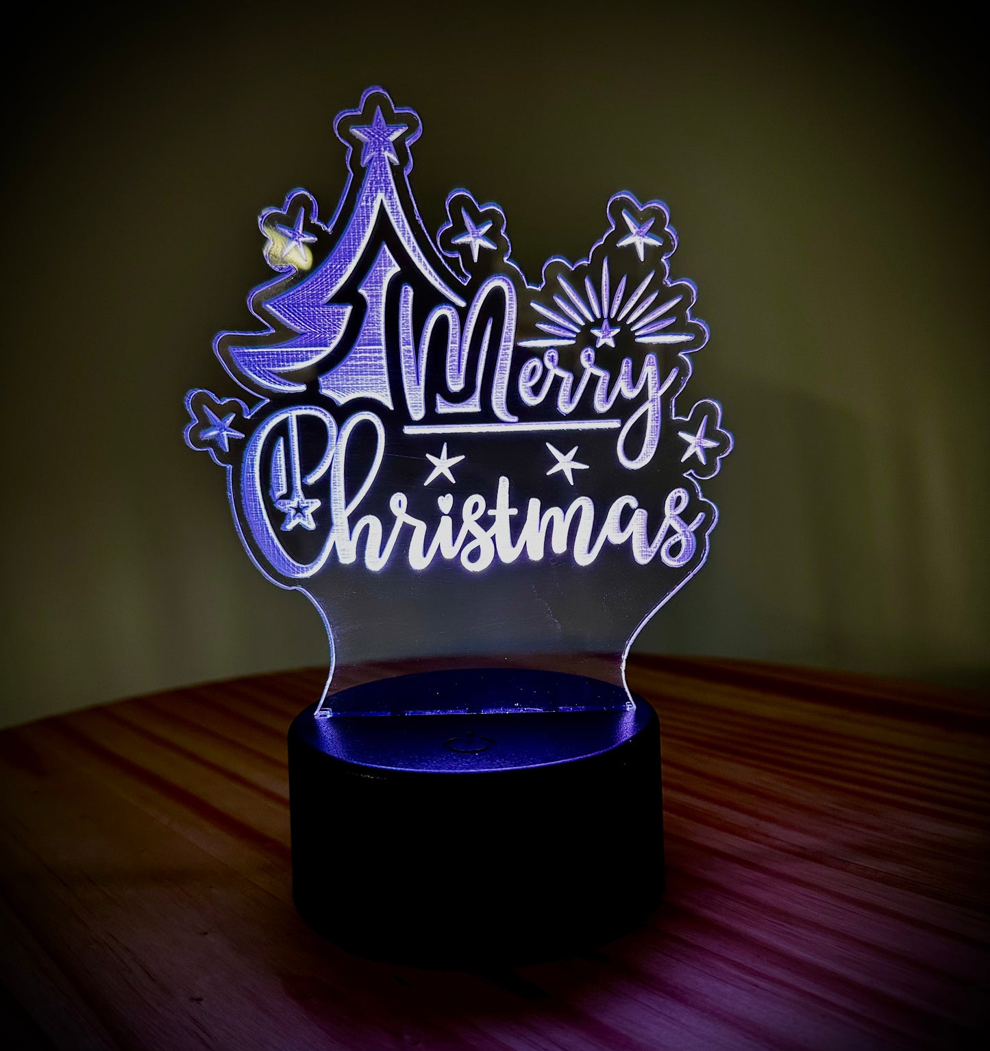 Lighted Acrylic Christmas Lamp - Merry Christmas With Stars