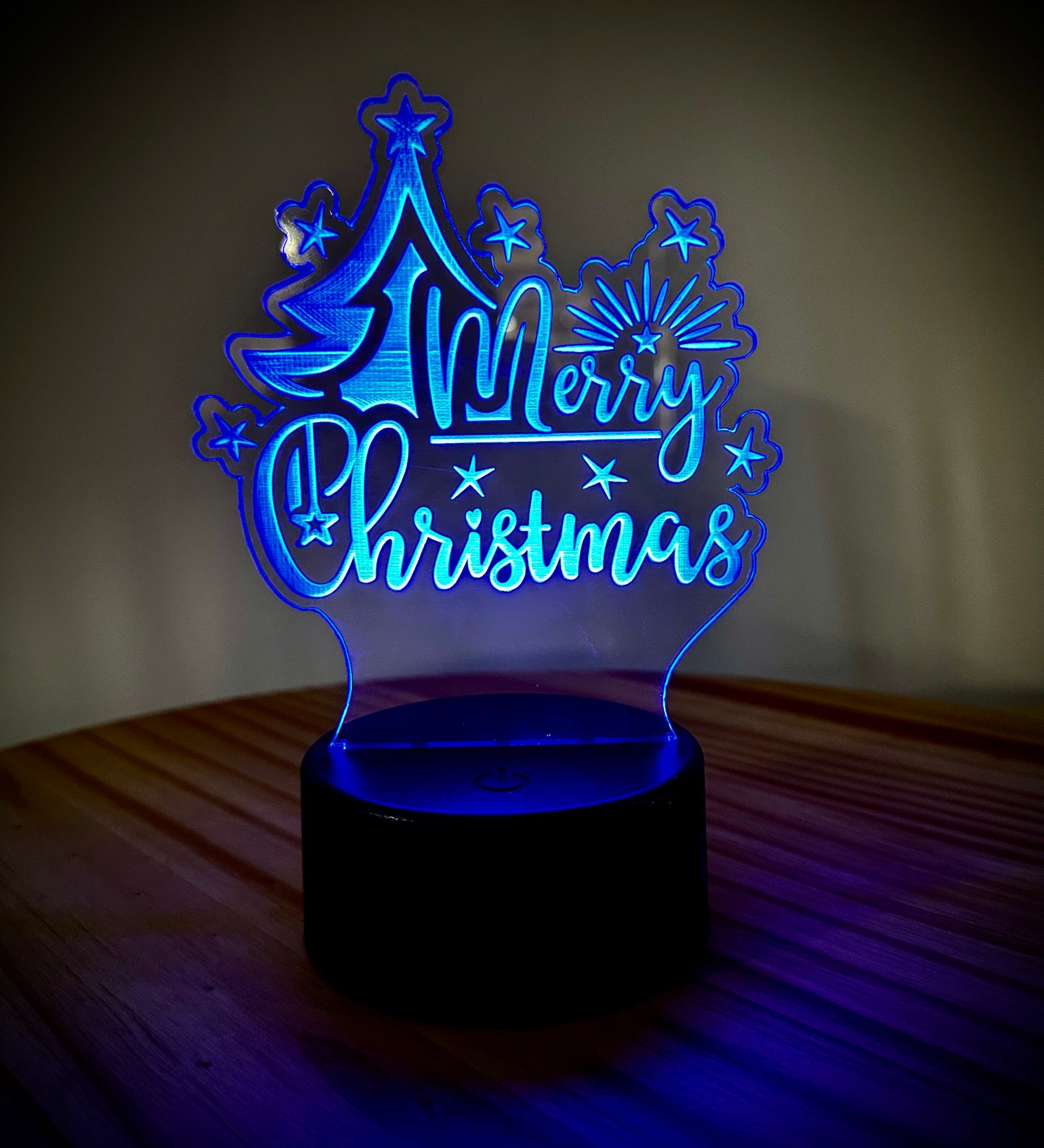 Lighted Acrylic Christmas Lamp - Merry Christmas With Stars