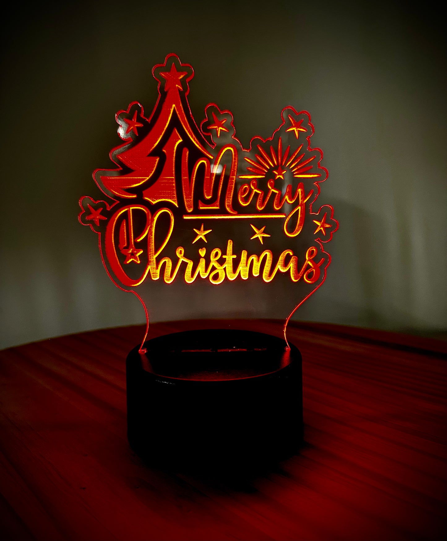 Lighted Acrylic Christmas Lamp - Merry Christmas With Stars