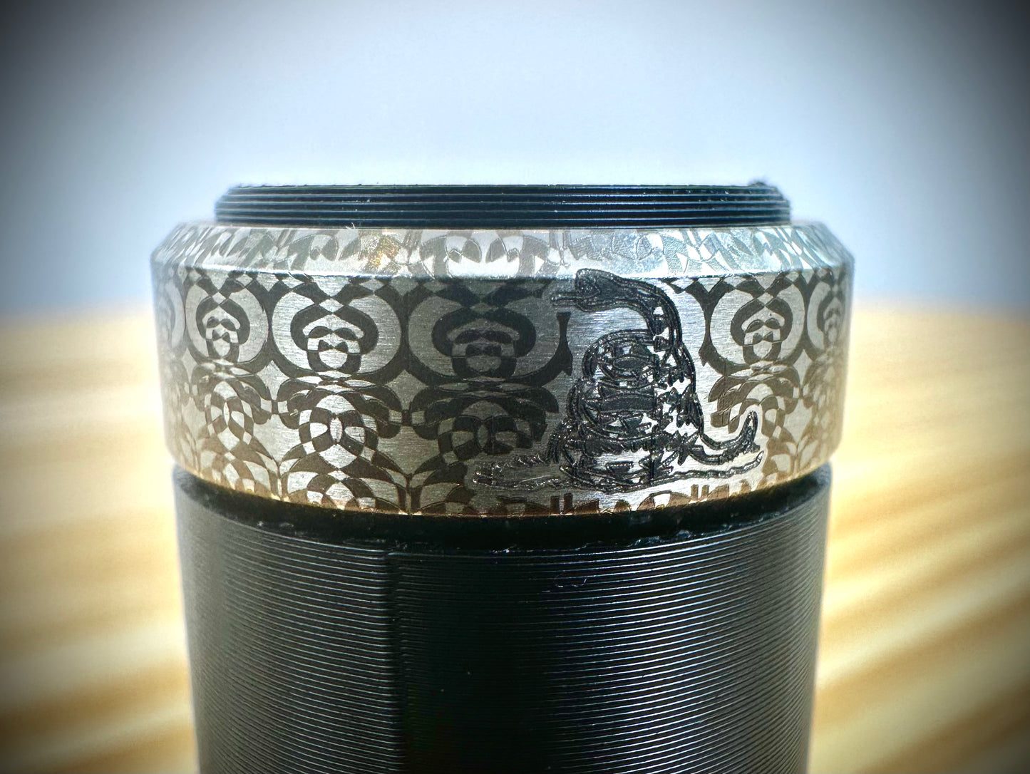 Jstyle Mens Stainless Ring - Don't Tread On Me With Pattern - 8mm Width Cool Simple Band