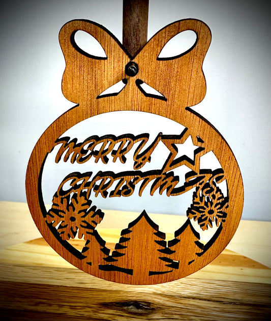 Classic Christmas Ornament - Three Trees with Two Snow Flakes and a Star
