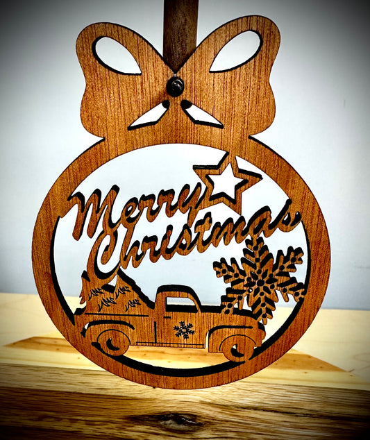 Classic Christmas Ornament - Truck with Star and Snow Flake