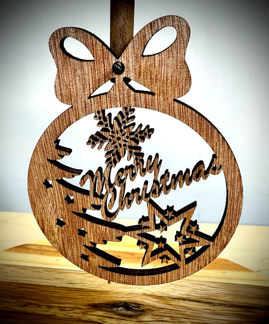 Classic Christmas Ornament - Large Tree with one Star and a Snow Flake