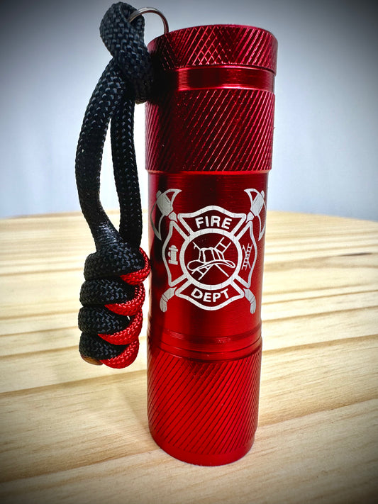 Flashlight - Firefighter Logo And Flames - Red