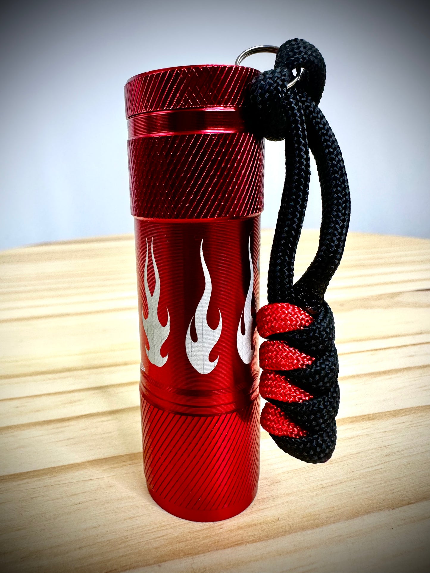 Flashlight - Firefighter Logo And Flames - Red