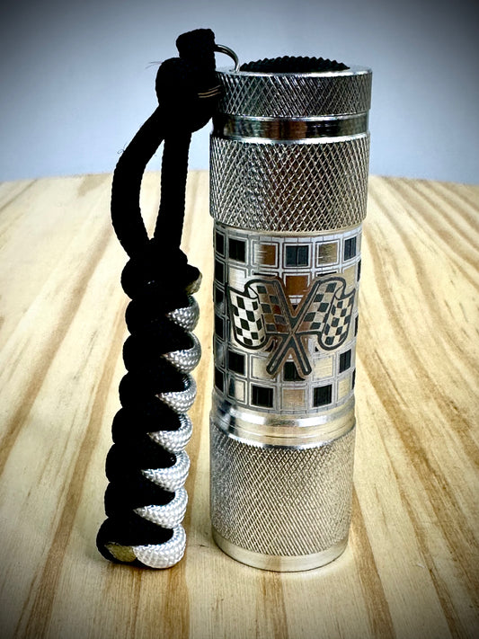 Flashlight - Small Squares Checkered Flag - Silver