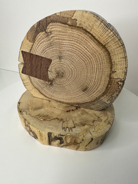 Rustic Wood Centerpiece Blank - Approx 6in Dia. - Bow Tie Inlay - 2001INLAYRWC