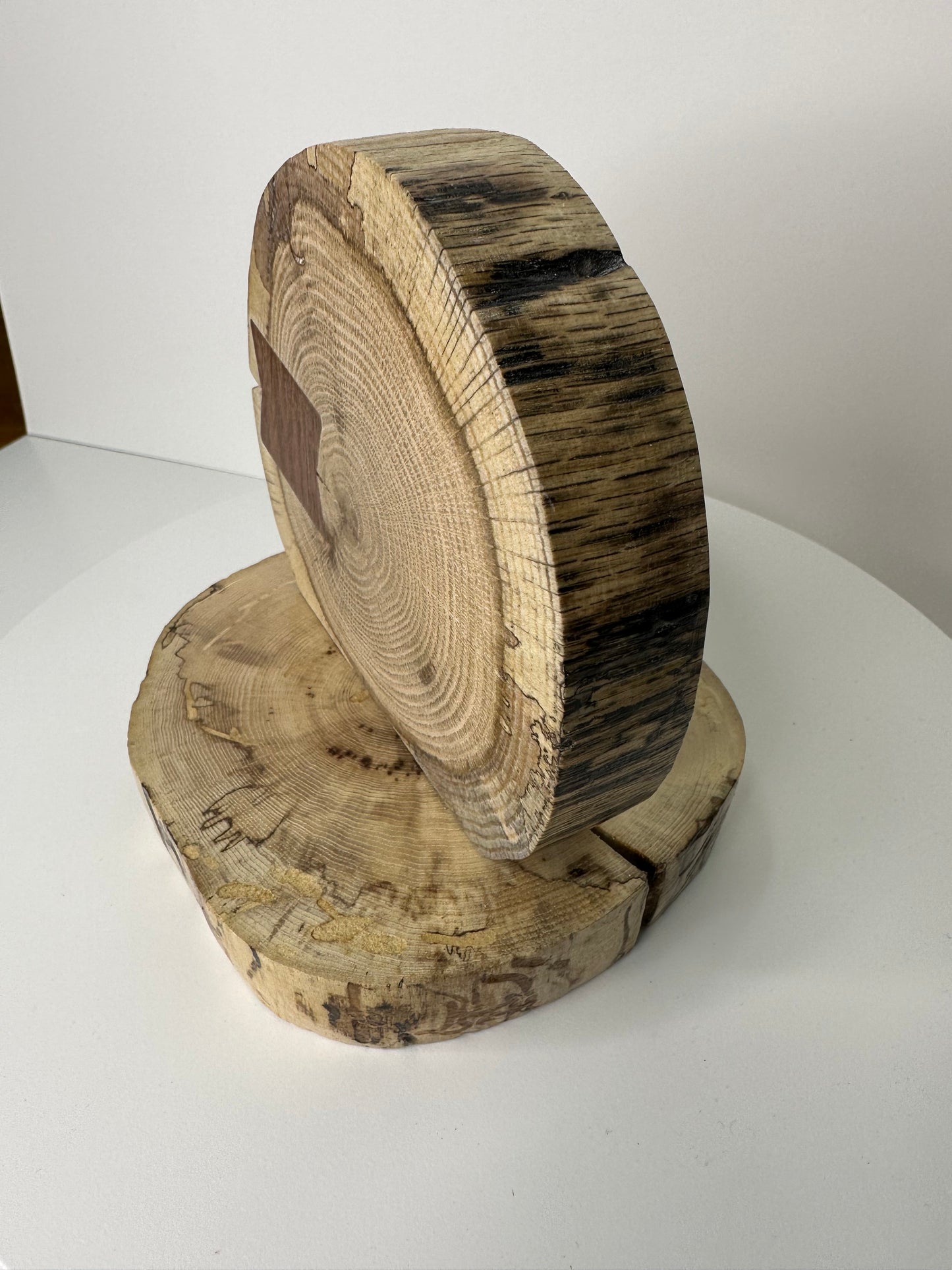 Rustic Wood Centerpiece Blank - Approx 6in Dia. - Bow Tie Inlay - 2001INLAYRWC