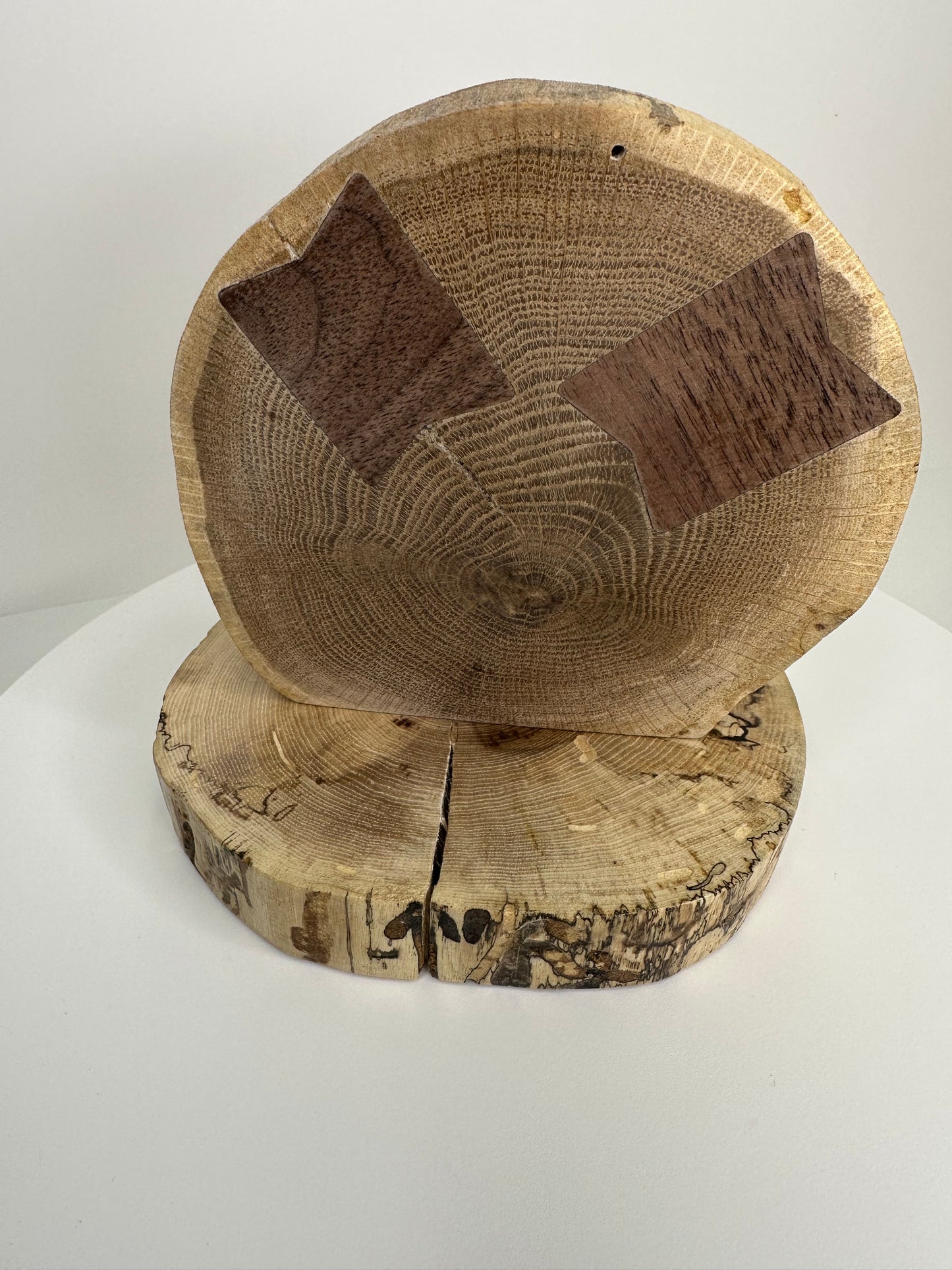 Rustic Wood Centerpiece Blank - Approx 6in Dia. - Bow Tie Inlay - 2002INLAYRWC