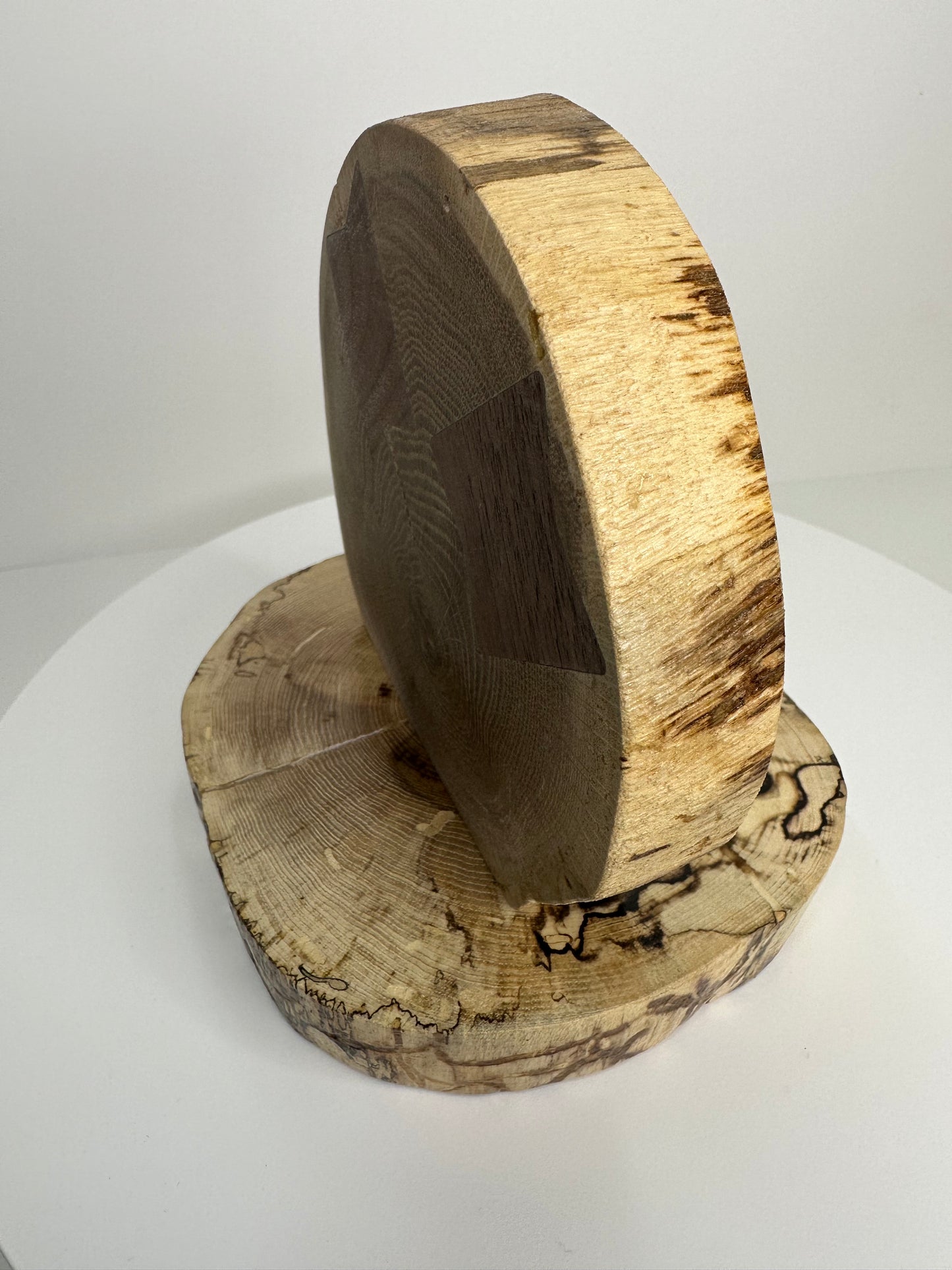 Rustic Wood Centerpiece Blank - Approx 6in Dia. - Bow Tie Inlay - 2002INLAYRWC