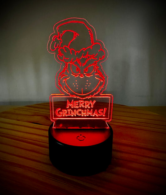 Lighted Acrylic Christmas Lamp - Merry Grinchmas
