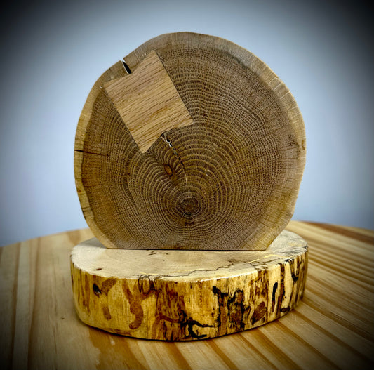 Rustic Wood Centerpiece Blank - Approx 6in Dia. - Bow Tie Inlay - 2003INLAYRWC