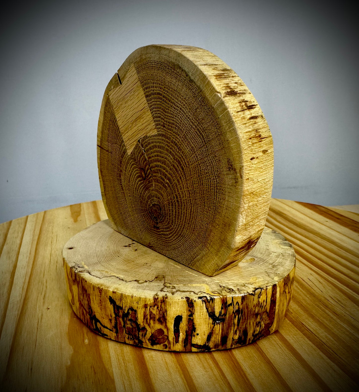 Rustic Wood Centerpiece Blank - Approx 6in Dia. - Bow Tie Inlay - 2003INLAYRWC