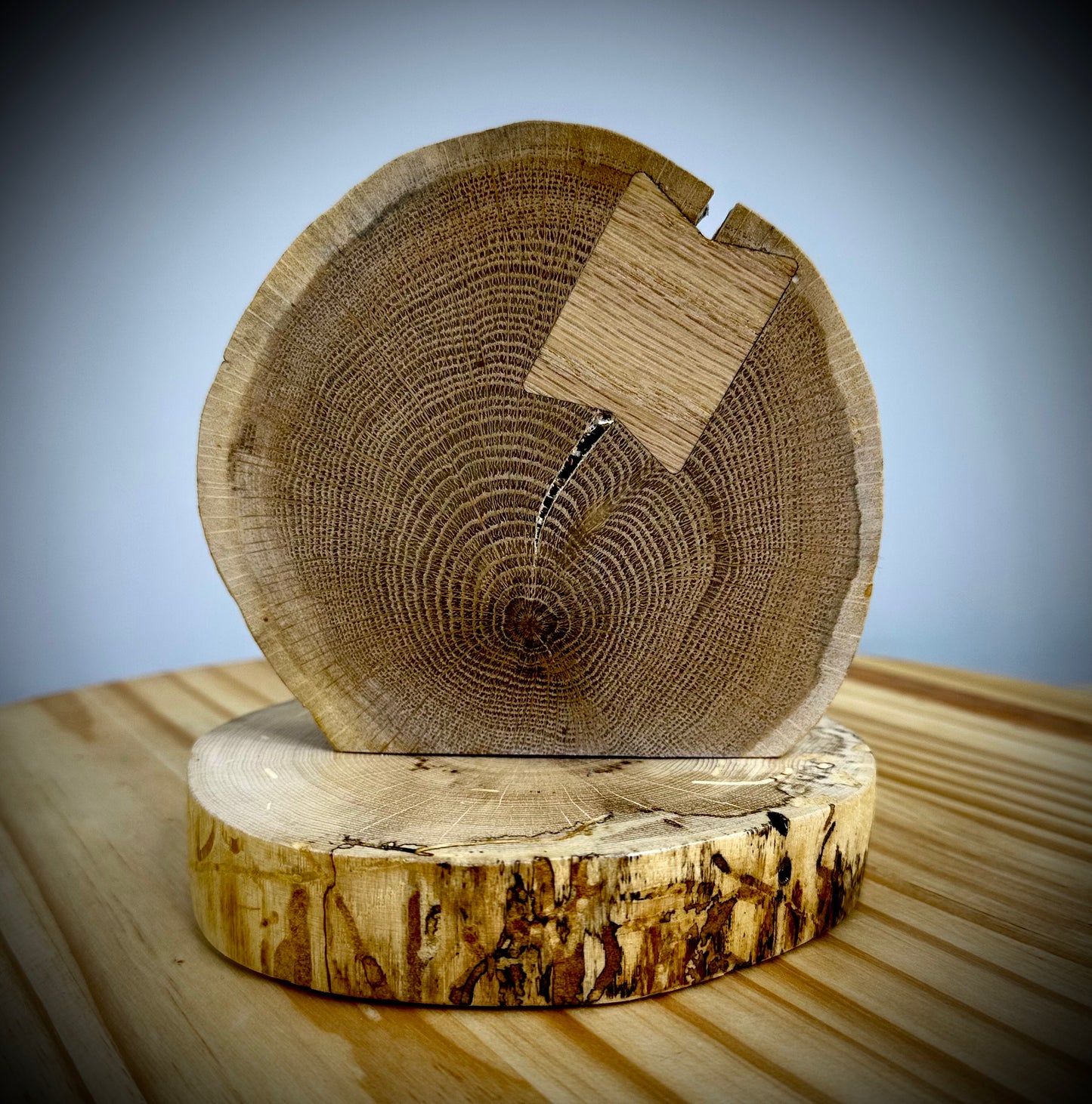 Rustic Wood Centerpiece Blank - Approx 6in Dia. - Bow Tie Inlay - 2005INLAYRWC