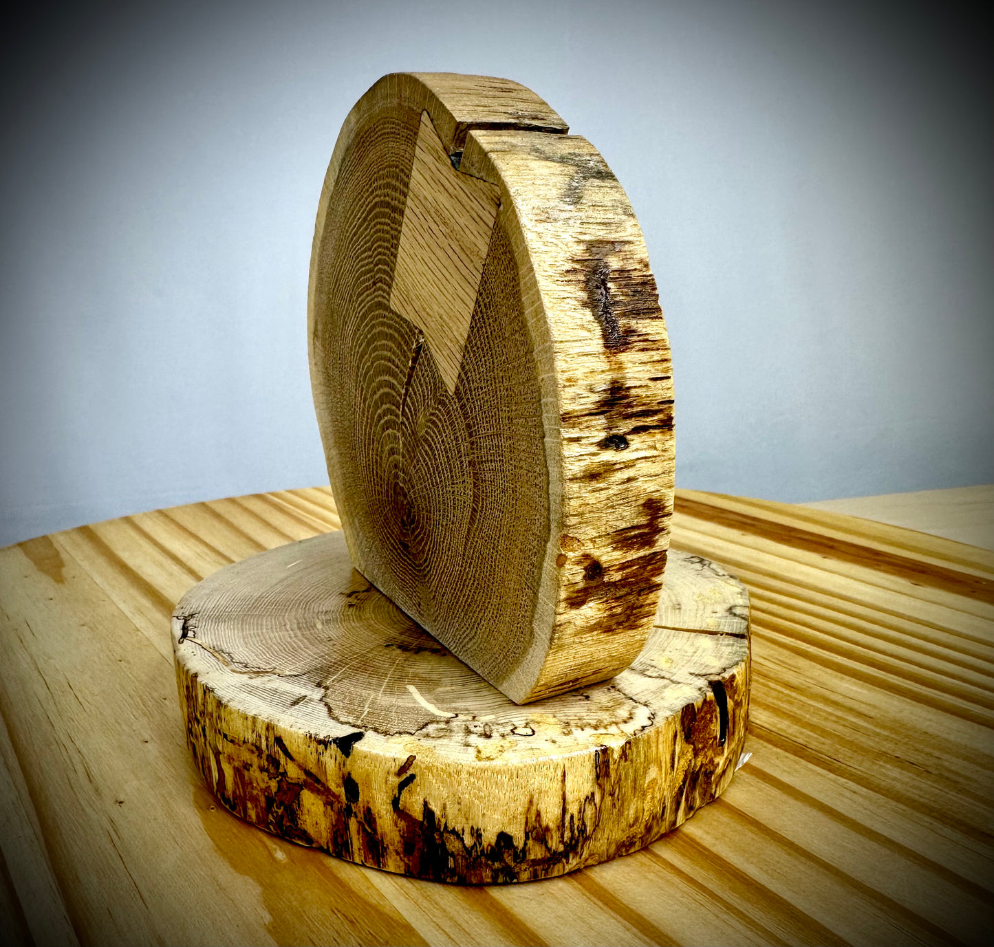 Rustic Wood Centerpiece Blank - Approx 6in Dia. - Bow Tie Inlay - 2005INLAYRWC