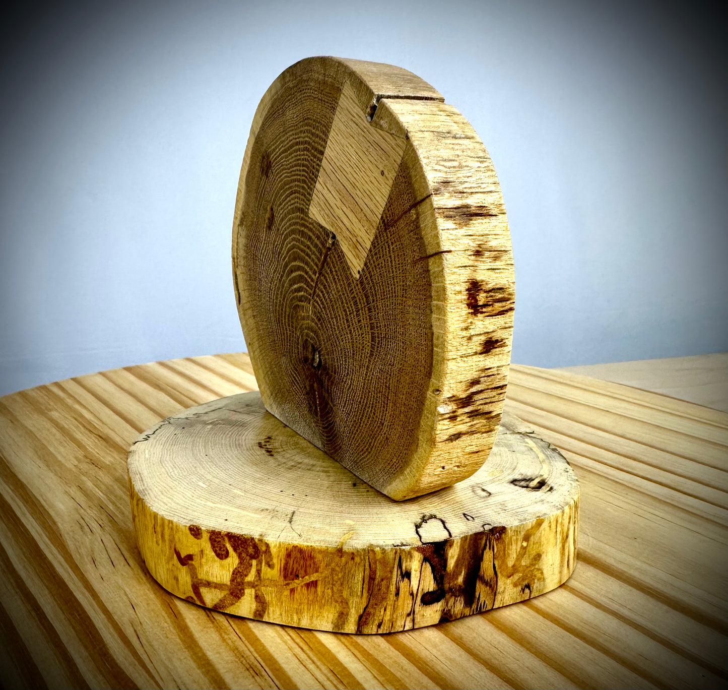 Rustic Wood Centerpiece Blank - Approx 6in Dia. - Bow Tie Inlay - 2006INLAYRWC