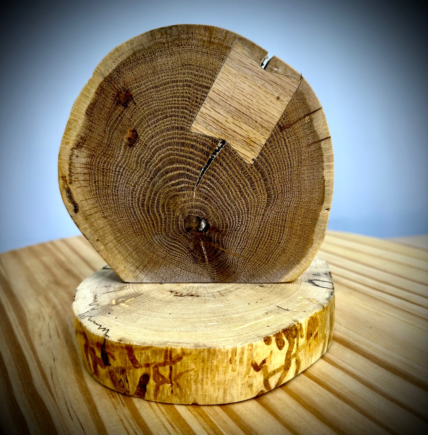 Rustic Wood Centerpiece Blank - Approx 6in Dia. - Bow Tie Inlay - 2006INLAYRWC