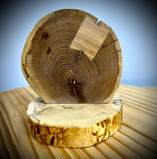 Rustic Wood Centerpiece Blank - Approx 6in Dia. - Bow Tie Inlay - 2006INLAYRWC