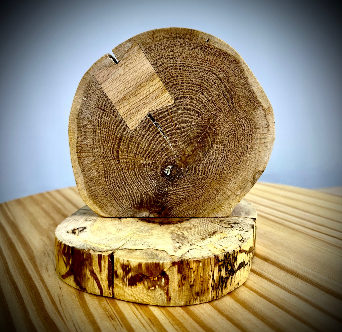 Rustic Wood Centerpiece Blank - Approx 6in Dia. - Bow Tie Inlay - 2006INLAYRWC