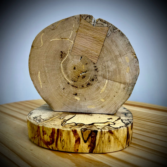 Rustic Wood Centerpiece Blank - Approx 6in Dia. - Bow Tie Inlay - 2007INLAYRWC