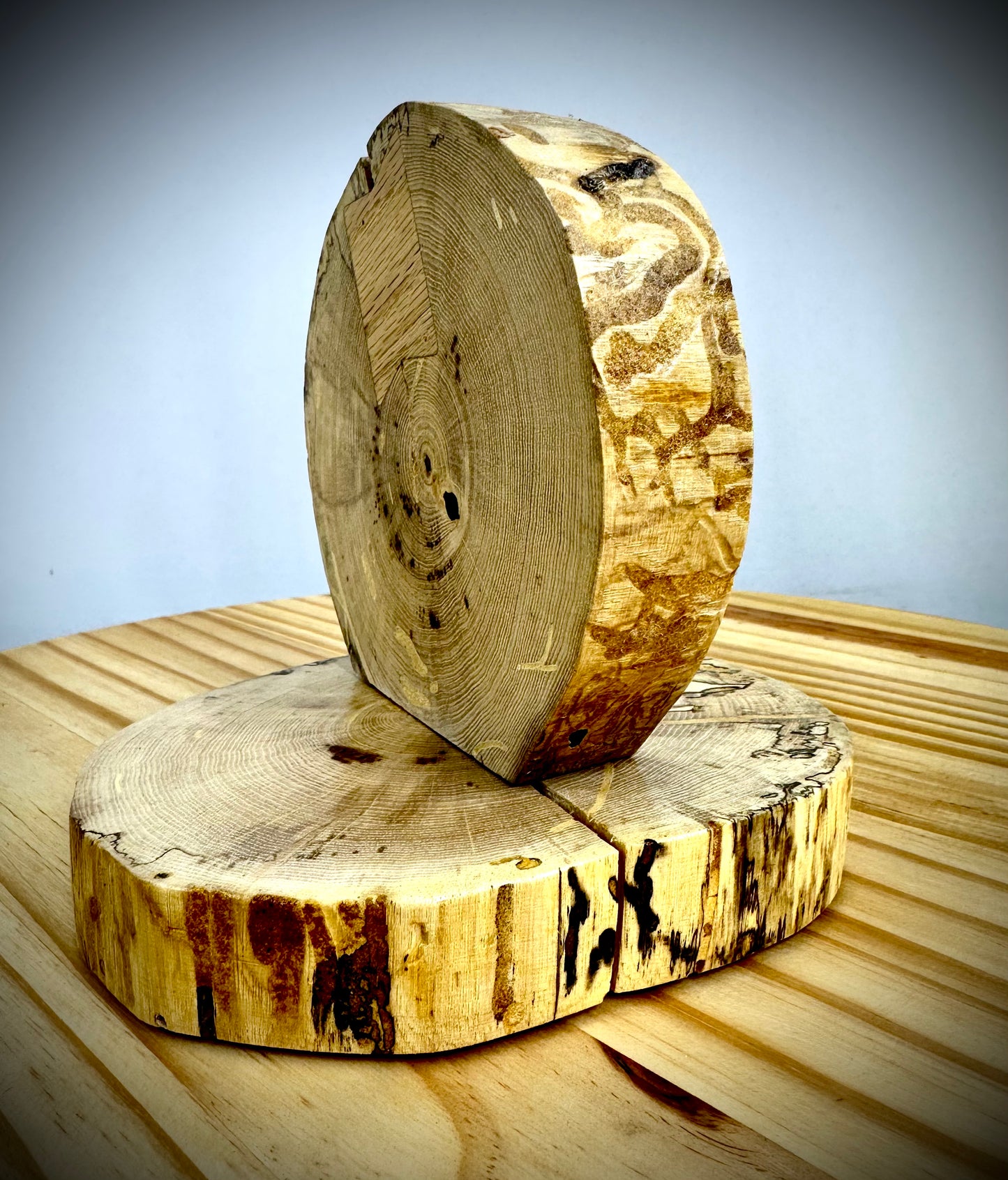 Rustic Wood Centerpiece Blank - Approx 6in Dia. - Bow Tie Inlay - 2007INLAYRWC