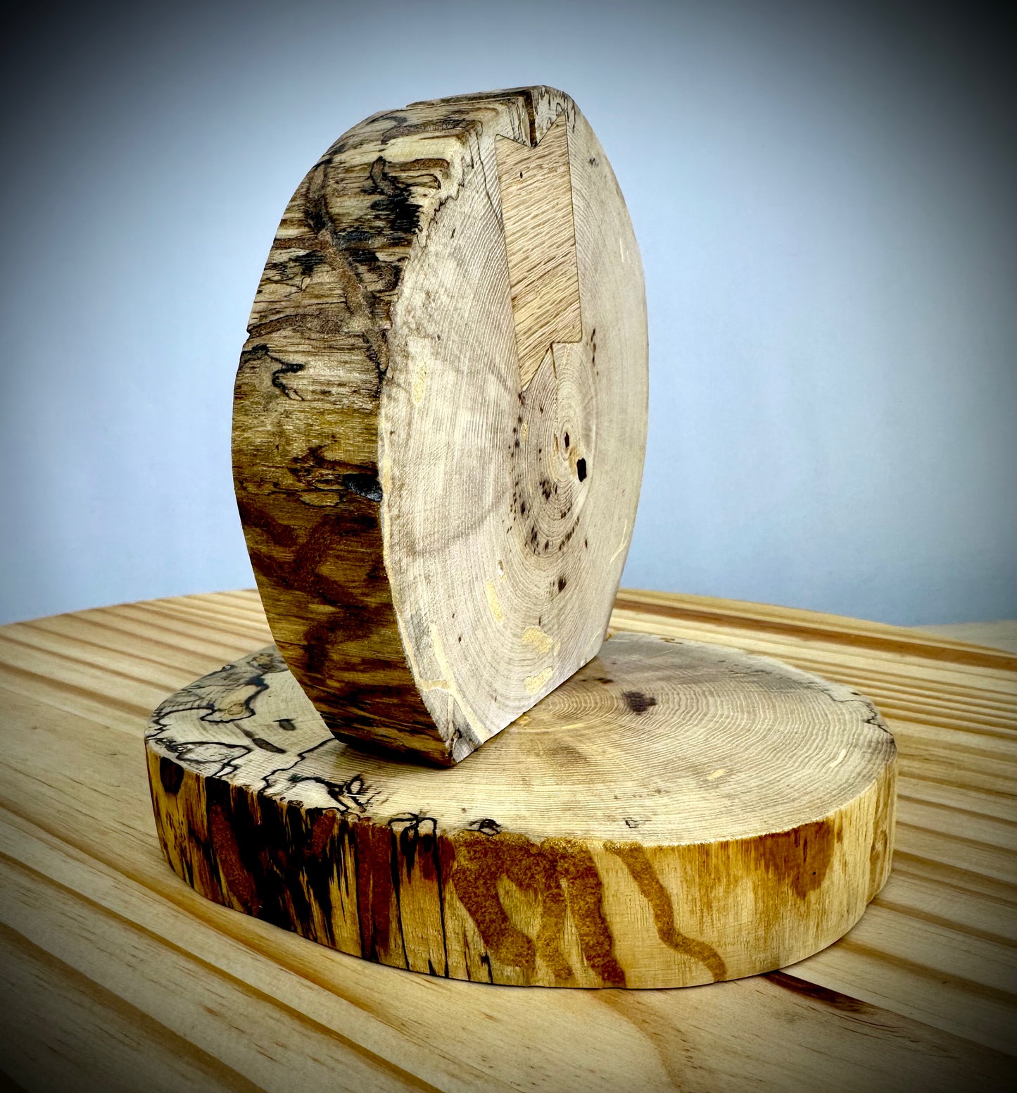 Rustic Wood Centerpiece Blank - Approx 6in Dia. - Bow Tie Inlay - 2007INLAYRWC