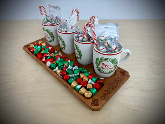 Custom Christmas Serving Tray - Four Drink Tray Tis The Season