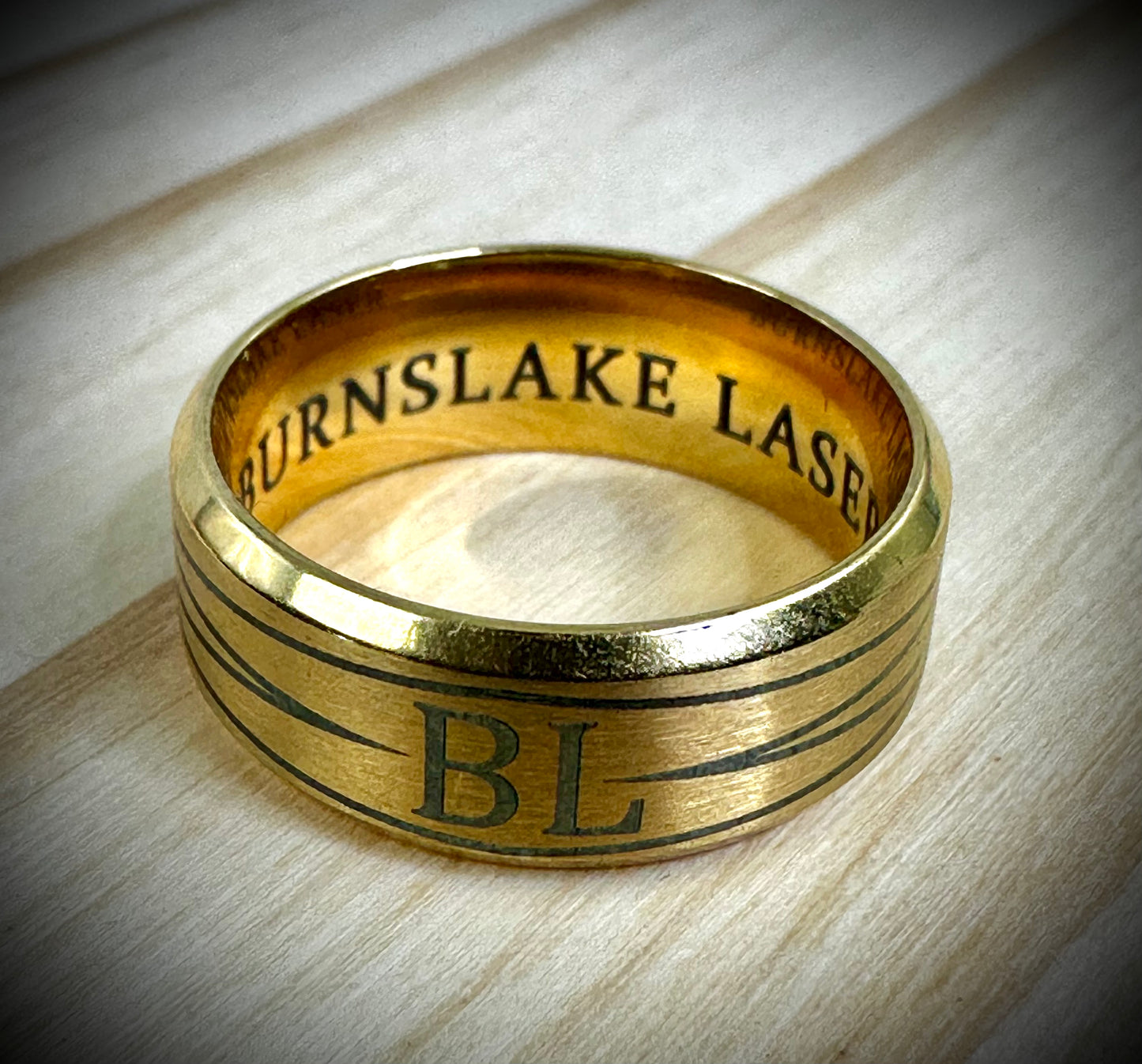 Jstyle Mens Stainless Ring - BL Logo - 8mm Width Cool Simple Band
