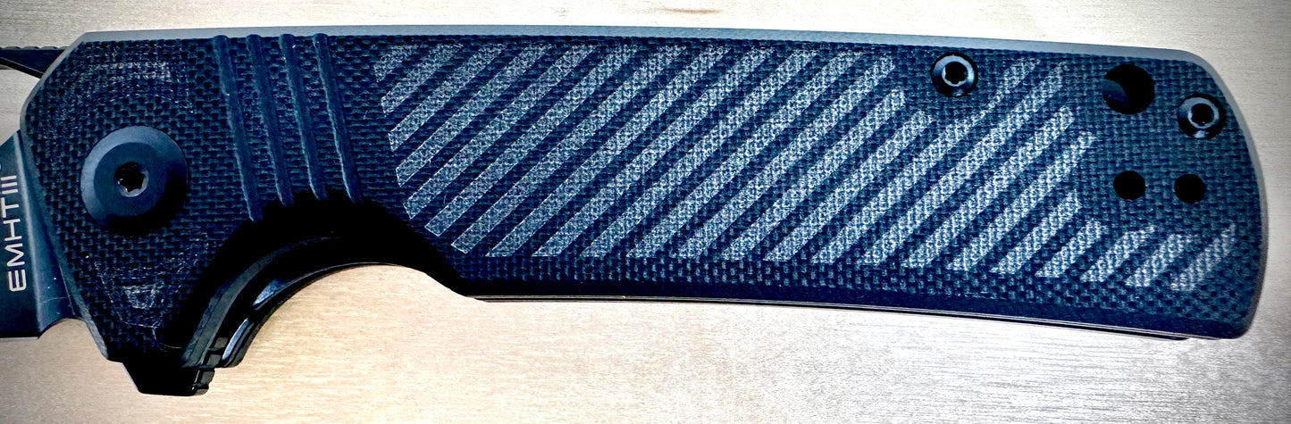 EMTHiii - EMH24 Black - Cleaver with Stripes - Length 7 3/4 In