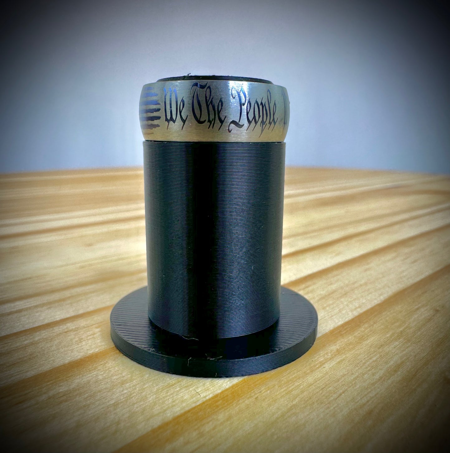 Tigrade Brushed Titanium Blue Inside - Eagle With Flags - 8mm Width Wedding Band
