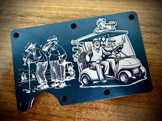 Minimalist Wallets - Drunk Old Men Golfing- Blue