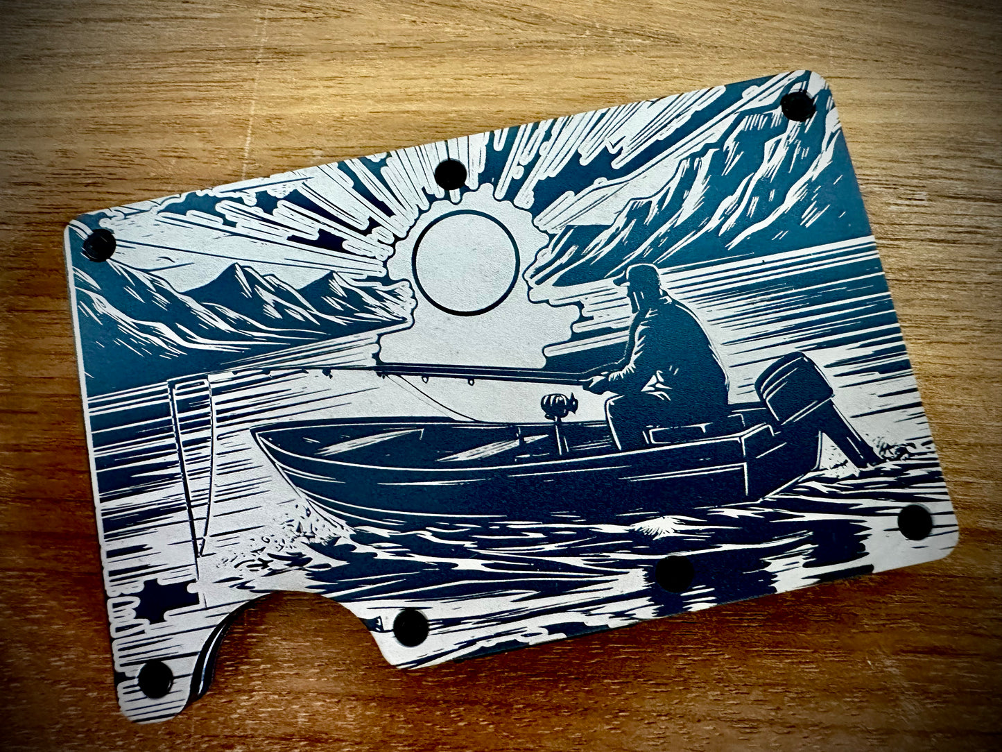 Minimalist Wallets - Fishing In Boat Morning Sun- Blue