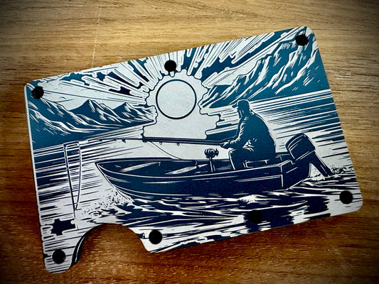 Minimalist Wallets - Fishing In Boat Morning Sun- Blue