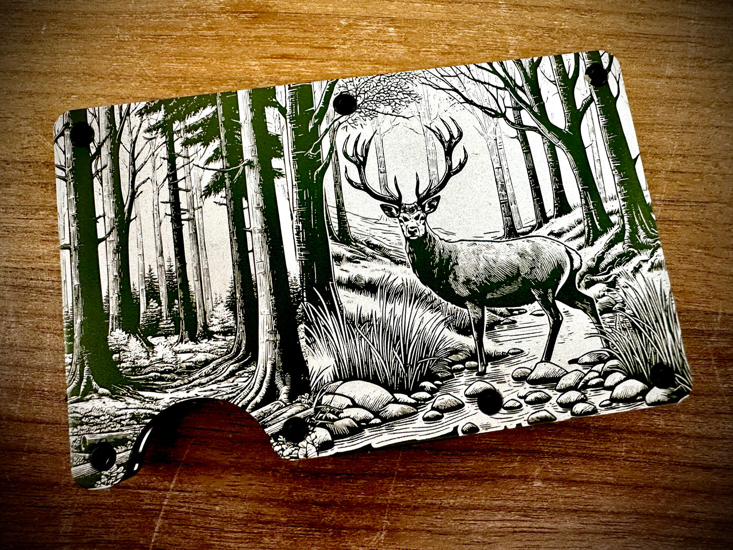 Minimalist Wallets - Deer in Woods - Green