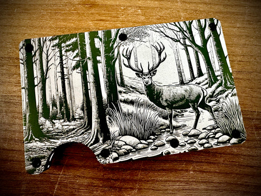 Minimalist Wallets - Deer in Woods - Green