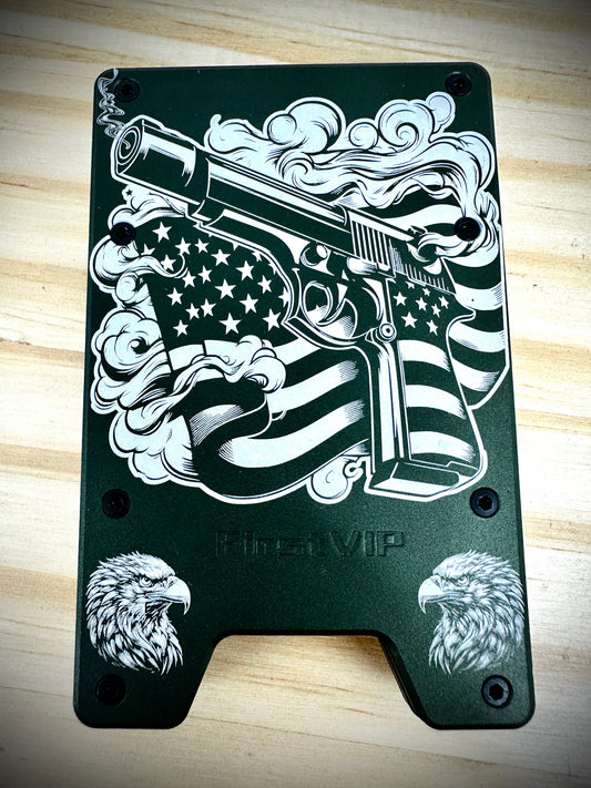 Minimalist Wallets - Gun Flag - Green