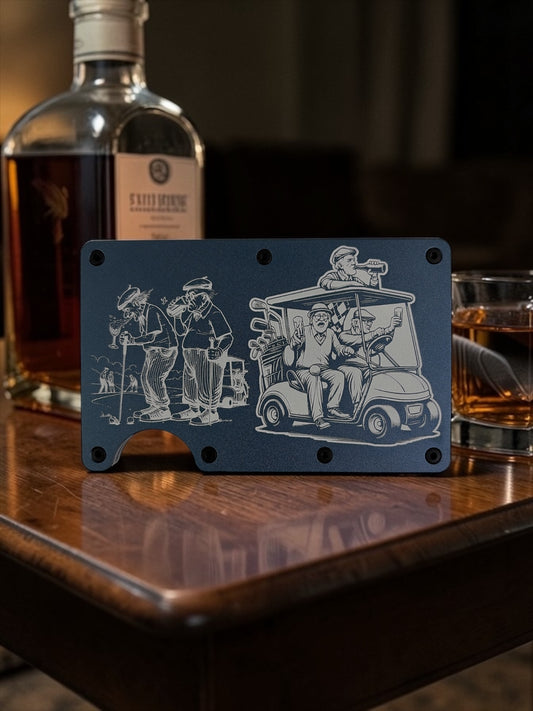 Minimalist Wallets - Drunk Old Men Golfing- Blue