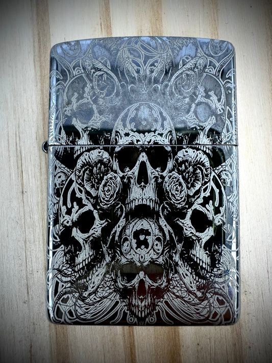 Zippo Lighter - Skulls - Chrome