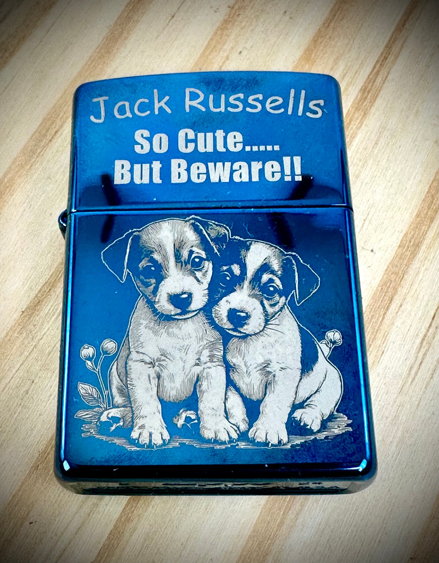 Zippo Lighter - Jack Russel Puppies- Polish Blue