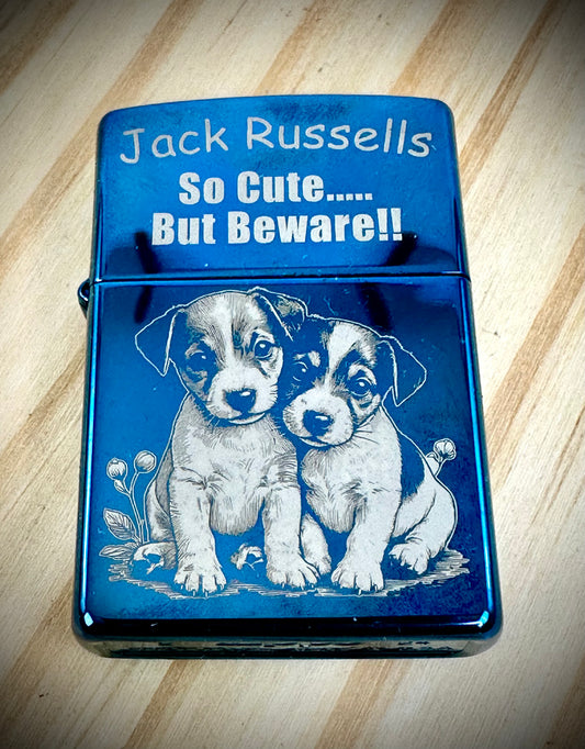 Zippo Lighter - Jack Russel Puppies- Polish Blue